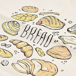 Cotton Cloth Bread Print Pouches&nbsp;ABAG-A012-01D