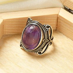 Natural Amethyst Adjustable Rings&nbsp;RJEW-I108-02AS-02