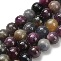Natural Red Corundum/Ruby and Sapphire Beads Strands&nbsp;G-C259-B07-8mm