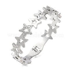Hollow Star 304 Stainless Steel Bangles for Women&nbsp;BJEW-A166-01A-P
