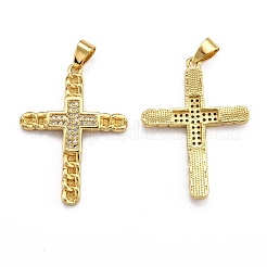 Brass Micro Pave Clear Cubic Zirconia Pendants&nbsp;ZIRC-J025-36G