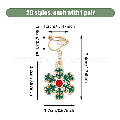20Pairs 20 Styles Christmas Tree & Bell & Deer & Snowman Enamel Dangle Clip-on Earrings&nbsp;EJEW-AN0003-39