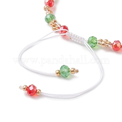 Christmas Handmade Glass Seed & Glass Braided Bead Bracelet&nbsp;BJEW-MZ00249-01