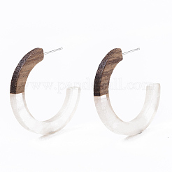 Resin & Walnut Wood Stud Earring Findings&nbsp;X-RESI-R425-01-A03