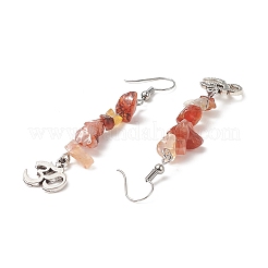 Natural Gemstone Chips Dangle Earrings&nbsp;EJEW-G336-01AS