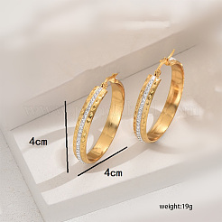 Classic 201 Stainless Steel Clear Cubic Zirconia Hoop Earrings&nbsp;VE3751