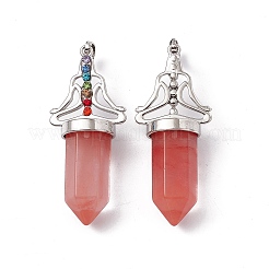 Cherry Quartz Glass Big Pointed Pendants&nbsp;G-I342-01P-01