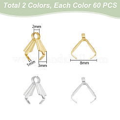 120Pcs 2 Colors 316 Surgical Stainless Steel Pendant Pinch Bails&nbsp;STAS-UN0056-69