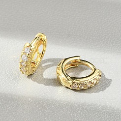 Brass Micro Pave Clear Cubic Zirconia Hoop Earrings&nbsp;EJEW-D311-077G