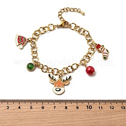Christmas Theme 304 Stainless Steel Charm Bracelets for Women&nbsp;BJEW-Z142-04G