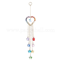 Wire Wrapped Natural Gemstone Heart Pendant Decorations&nbsp;HJEW-JM01038