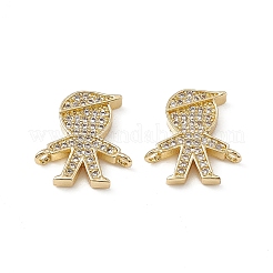 Brass Micro Pave Clear Cubic Zirconia Connetor Charms&nbsp;KK-E068-VB031