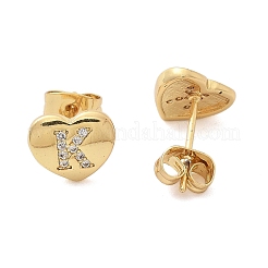 Rack Plating Brass Micro Pave Clear Cubic Zirconia Stud Earrings&nbsp;EJEW-K299-01G-K