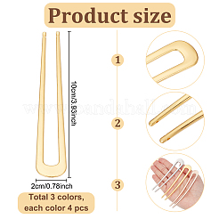 12Pcs 3 Colors Alloy Hair Forks Findings&nbsp;AJEW-GO0001-50