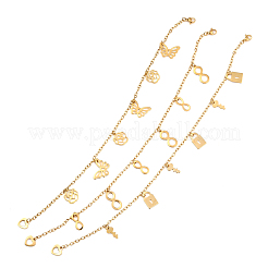 304 Stainless Steel Charm Anklets&nbsp;AJEW-F035-02G