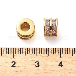 Brass Micro Pave Cubic Zirconia Beads&nbsp;KK-D093-04G-01