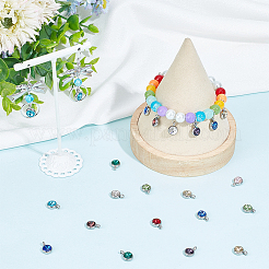48Pcs 12 Colors 304 Stainless Steel Rhinestone Charms&nbsp;STAS-BBC0004-05