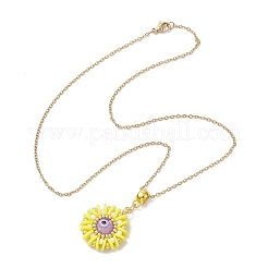 Glass Seed Beads & Polymer Clay & Evil Eye Lampwork Pendant Necklaces&nbsp;NJEW-MZ00101-01