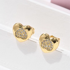 Brass Micro Pave Clear Cubic Zirconia Stud Earrings&nbsp;EJEW-D305-13G