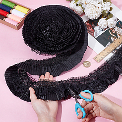 10 Yards Polyester Layered Pleated Lace Ribbon&nbsp;OCOR-BC0008-01B
