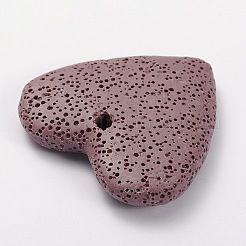 Synthetic Lava Rock Big Flat Heart Pendants&nbsp;G-O025-10A