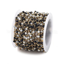 Sodalite & Howlite & 304 Stainless Steel Beads Link Chains&nbsp;CHS-K021-01G-02