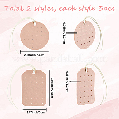 6Pcs 2 Styles PU Leather Hanging Earrings Displays Cards with Cord&nbsp;ODIS-SC0001-09