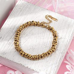 304 Stainless Steel Ring Link Chain Bracelets for Women&nbsp;BJEW-Z084-01G