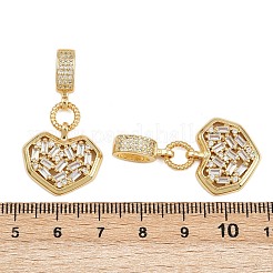 Brass Pave Clear Cubic Zirconia Heart Pendants&nbsp;KK-C132-27G