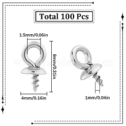 100Pcs 201 Stainless Steel Screw Cup Peg Bails&nbsp;STAS-SC0005-93