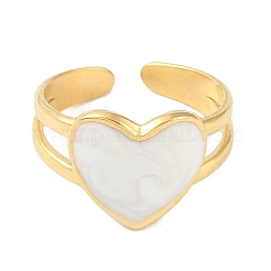 Ion Plating(IP) 304 Stainless Steel Enamel Heart Cuff Finger Rings&nbsp;RJEW-L107-059G-01