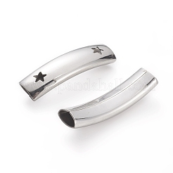 Non-Tarnish 201 Stainless Steel Curved Tube Beads&nbsp;STAS-D169-32P