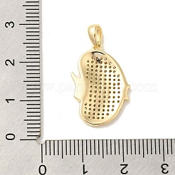 Brass Micro Pave Clear Cubic Zirconia Pendants&nbsp;KK-Z073-21G