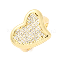Brass Micro Pave Clear Cubic Zirconia Cuff Rings for Women&nbsp;RJEW-U047-16G