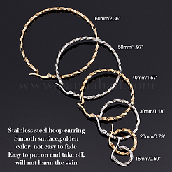 12Pairs 12 Style Stainless Steel Hoop Earrings&nbsp;STAS-UN0028-53