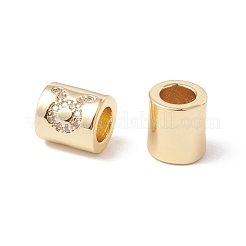Brass Micro Pave Cubic Zirconia Column European Beads&nbsp;KK-F835-18-G