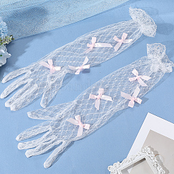 Bowknot Polyester Long Lace Gloves&nbsp;AJEW-WH20007-92A