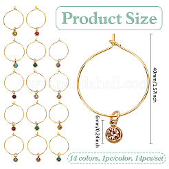 14Pcs 14 Colors Stainless Steel Rhinestone Wine Glass Charms&nbsp;AJEW-BC00020