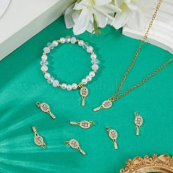 9Pcs Brass Micro Pave Clear Cubic Zirconia Pendants&nbsp;KK-BBC0023-93G