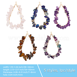 1 Set 5 Styles Teardrop Mixed Stone Chip Big Pendants&nbsp;FIND-CA0006-99