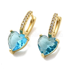 Brass Micro Pave Cubic Zirconia Heart Hoop Earrings&nbsp;EJEW-H171-07G
