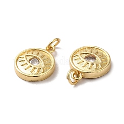 Rack Plating Brass Micro Pave Clear Cubic Zirconia Charms&nbsp;KK-F853-17G
