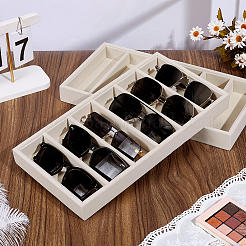 6 Grids Rectangle MDF Covered with Velvet Glasses Organizer Trays&nbsp;ODIS-WH0030-293