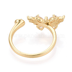 Butterfly Brass Micro Pave Cubic Zirconia Cuff Rings Setting&nbsp;KK-T079-50G