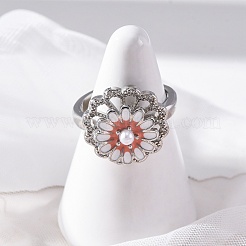 Dasiy Rotatable Open Cuff Rings for Women&nbsp;RJEW-C118-06P