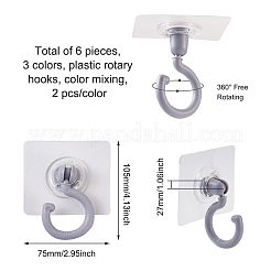 6Pcs 3 Color Plastic Rotate Hook Hangers&nbsp;AJEW-SW0001-05