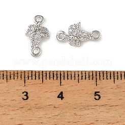 Brass Micro Pave Clear Cubic Zirconia Leaf Links Connector Charms&nbsp;KK-CBA7157-11P