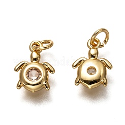 Brass Micro Pave Clear Cubic Zirconia Charms&nbsp;ZIRC-B002-25G