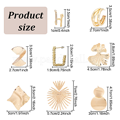 8 Pairs 8 Style Gingko Leaf & Fan & Spiral & Trapezoid Alloy Dangle Stud Earrings for Women&nbsp;EJEW-AN0001-45