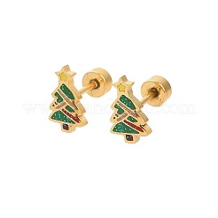 Christmas 304 Stainless Steel Stud Earrings&nbsp;EJEW-A144-01A-G